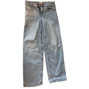 Abercrombie Kids High Rise Wide Leg Jeans Girls Size 11/12 Long Light Wash